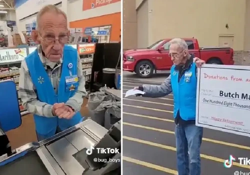 Empresário arrecada R$ 700 mil para idoso de 82 anos parar de trabalhar ( Imagem: O idoso já recebeu o dinheiro da vaquinha aberta pelo empresário e agora vai viver a vida! - Fotos: reprodução / TikTok)